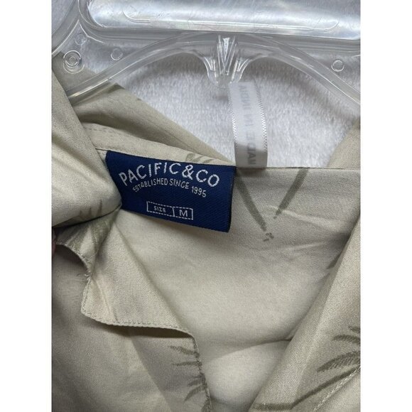 Las Vegas Palm Trees short sleeve button up MENS M Khaki Beige Retro - Picture 4 of 13